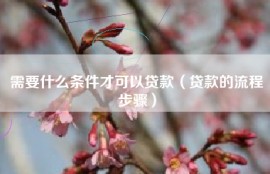 需要什么条件才可以贷款（贷款的流程步骤）