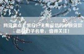 网贷盘点，黑白户无需征信的小额贷款借款口子名单，值得关注！