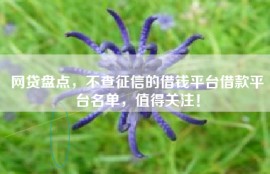 网贷盘点，不查征信的借钱平台借款平台名单，值得关注！