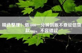 精选整理！借3000一分钟到账不查征信贷款app，不容错过