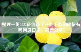 整理一份2022征信花了还能下款的网贷有吗网贷口子，简云分享！