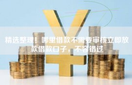 精选整理！哪里借款不需要审核立即放款借款口子，不容错过