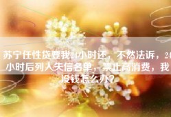 苏宁任性贷要我24小时还，不然法诉，24小时后列入失信名单，禁止高消费，我没钱怎么办？