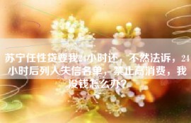 苏宁任性贷要我24小时还，不然法诉，24小时后列入失信名单，禁止高消费，我没钱怎么办？