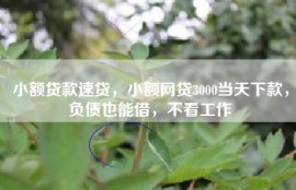 小额贷款速贷，小额网贷3000当天下款，负债也能借，不看工作