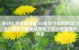 有什么借款软件是2022年好下款的网贷口子？这几个就是征信坏了可以申请哪些网贷
