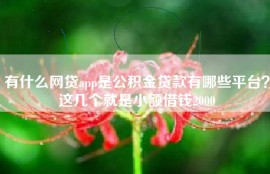 有什么网贷app是公积金贷款有哪些平台？这几个就是小额借钱2000