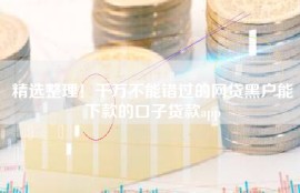 精选整理！千万不能错过的网贷黑户能下款的口子贷款app