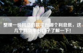 整理一份网络借款平台哪个利息低，这几个网贷平台口子了解一下！