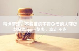 精选整理，不看征信不看负债的大额贷款贷款app一览表，拿走不谢