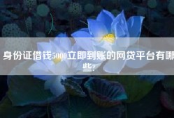 身份证借钱5000立即到账的网贷平台有哪些?