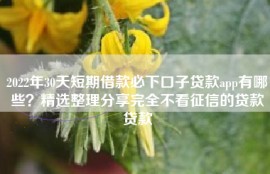 2022年30天短期借款必下口子贷款app有哪些？精选整理分享完全不看征信的贷款贷款