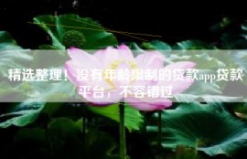 精选整理！没有年龄限制的贷款app贷款平台，不容错过