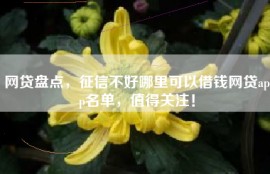网贷盘点，征信不好哪里可以借钱网贷app名单，值得关注！