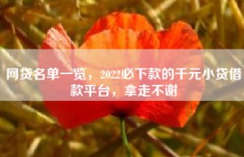 网贷名单一览，2022必下款的千元小贷借款平台，拿走不谢