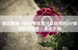精选整理一份不审批就可以借钱的APP借款软件名单，拿走不谢