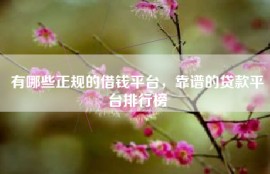 有哪些正规的借钱平台，靠谱的贷款平台排行榜