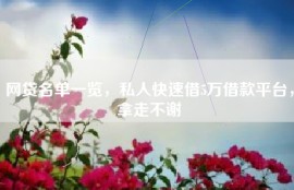 网贷名单一览，私人快速借5万借款平台，拿走不谢
