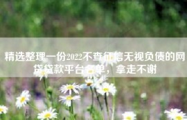 精选整理一份2022不查征信无视负债的网贷贷款平台名单，拿走不谢