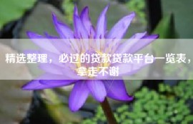 精选整理，必过的贷款贷款平台一览表，拿走不谢