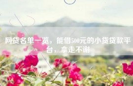 网贷名单一览，能借500元的小贷贷款平台，拿走不谢