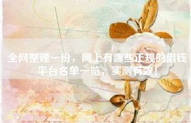 全网整理一份，网上有哪些正规的借钱平台名单一览，实测有效！