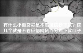 有什么小额贷款是不看征信秒下款？这几个就是不看征信网贷百分百下款口子