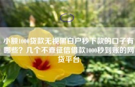 小额1000贷款无视黑白户秒下款的口子有哪些？几个不查征信借款1000秒到账的网贷平台