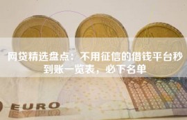 网贷精选盘点：不用征信的借钱平台秒到账一览表，必下名单