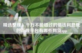 精选整理！千万不能错过的借钱利息低的正规平台有哪些网贷app