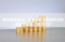 网贷精选盘点：不查征信大数据秒过的贷款一览表，必下口子