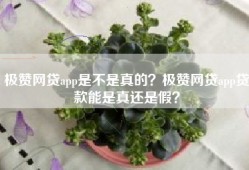 极赞网贷app是不是真的？极赞网贷app贷款能是真还是假？