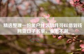 精选整理一份黑户什么软件可以借到钱网贷口子名单，拿走不谢