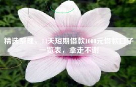 精选整理，14天短期借款1000元借款口子一览表，拿走不谢