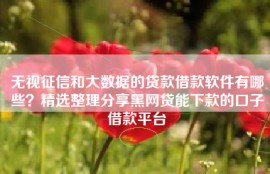 无视征信和大数据的贷款借款软件有哪些？精选整理分享黑网贷能下款的口子借款平台