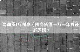 网商贷1万利息（网商贷借一万一年要还多少钱）