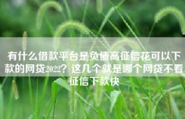 有什么借款平台是负债高征信花可以下款的网贷2022？这几个就是哪个网贷不看征信下款快