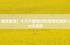 精选整理！千万不能错过的急用钱借款5000元贷款