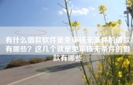 有什么借款软件是免审核无条件的借款有哪些？这几个就是免审核无条件的借款有哪些