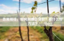 急需用钱，如何向银行贷款？有什么好方法？