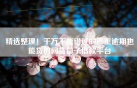 精选整理！千万不能错过的严重逾期也能贷的网贷口子借款平台