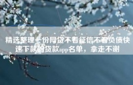 精选整理一份网贷不看征信不看负债快速下款的贷款app名单，拿走不谢