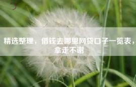 精选整理，借钱去哪里网贷口子一览表，拿走不谢