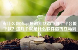 有什么网贷app是逾期状态下哪个平台能下款？这几个就是什么软件借钱立马到账