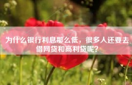 为什么银行利息那么低，很多人还要去借网贷和高利贷呢？