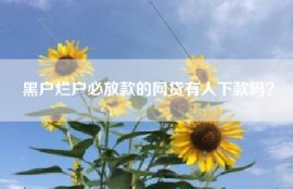 黑户烂户必放款的网贷有人下款吗？
