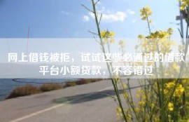 网上借钱被拒，试试这些必通过的借款平台小额贷款，不容错过