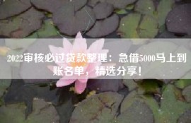 2022审核必过贷款整理：急借5000马上到账名单，精选分享！