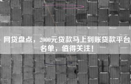 网贷盘点，2000元贷款马上到账贷款平台名单，值得关注！