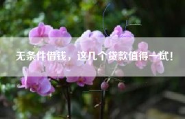 无条件借钱，这几个贷款值得一试！